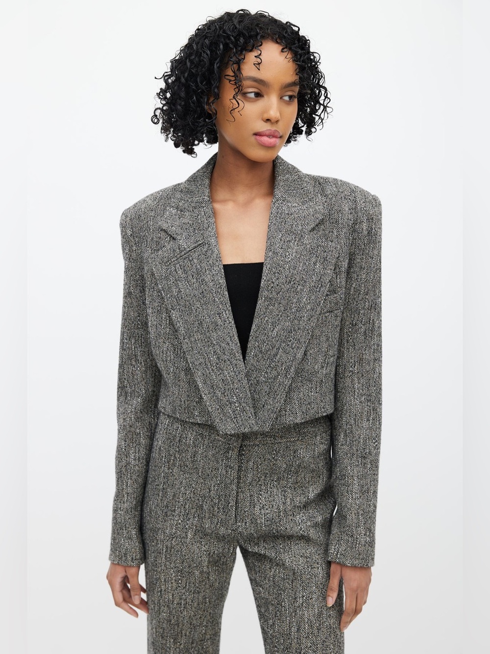 Smythe Cut Off Tweed Blazer Size XS Cropped Blazer Wool Herringbone